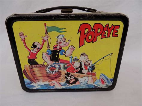 popeye metal lunch box|vintage popeye lunch box.